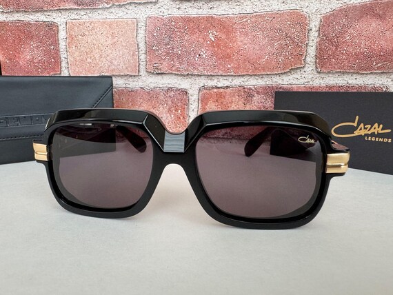 CAZAL Sunglasses, Mode 607 Vintage Black Gold Frame Dark Lens