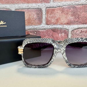 Gafas de sol CAZAL, montura vintage 607 de piel de serpiente con lentes negras, unisex, gafas extragrandes para hombre, regalo para mamá o esposo.
