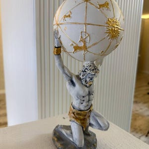 Atlas Carrying the Globe - Mythological Ancient Pharinesis Atlas Sculpture - Figure Gift Idea - Home Decor - Mythical Statue - Abstract Gift