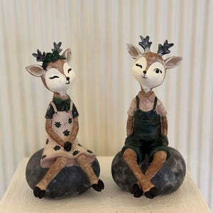 deer lover sculpture , handmade statue decor , art collectibes sculpture , deer statue  , home decor , gift for birthday ,