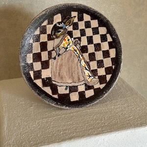 BROWN BUNNY plate abstract sculpture handmade plate gifts for her statue decor