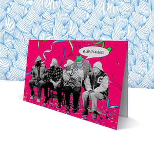 Carte d'anniversaire inspirée Come From Away, carte d'anniversaire Broadway, carte de voeux, carte Come From Away, comédie musicale, style bande dessinée