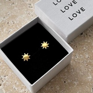 Sunshine Stud Earrings: Minimalist Modern Celestial Sun Jewelry, Gold Vermeil Sterling Silver