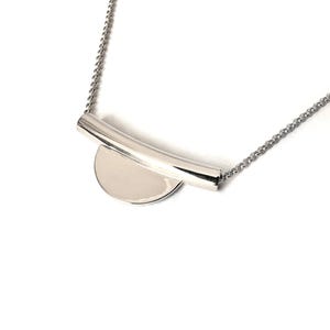 Modern Architectural Curve Necklace geometric statement pendant, gold silver everyday minimal unique jewelry gift for architect artisan made