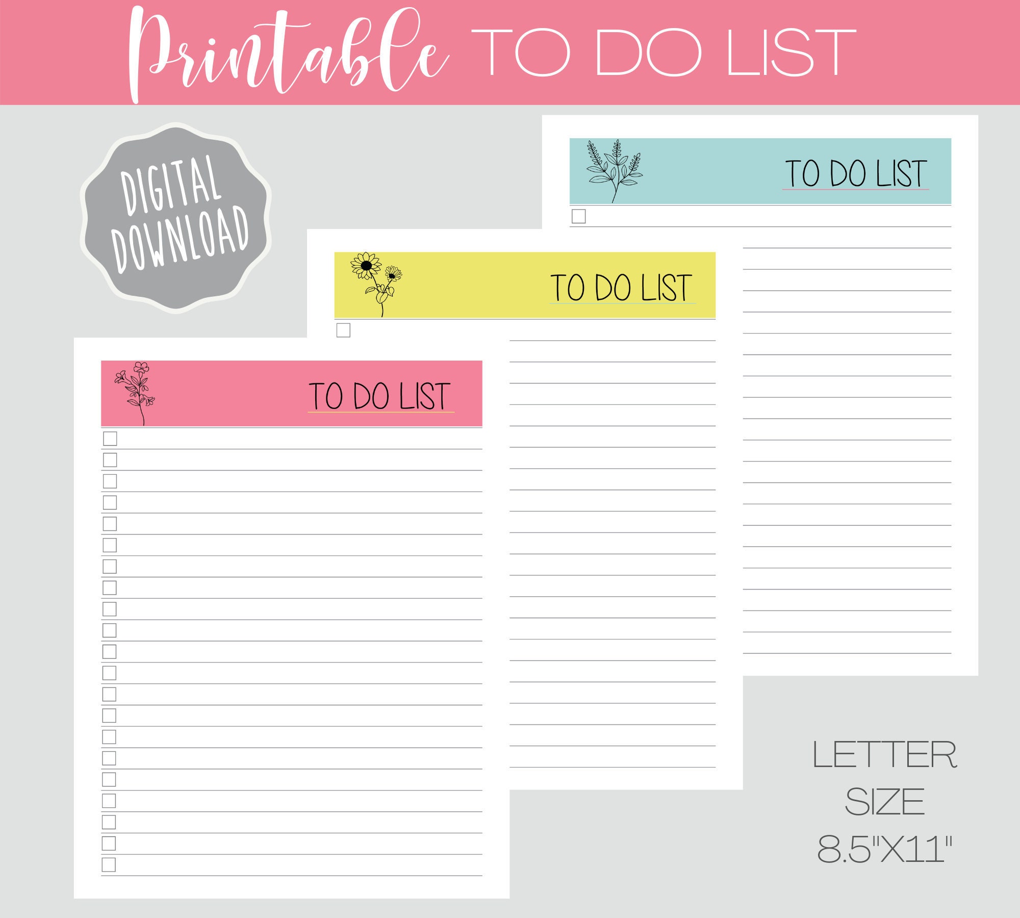 To Do List Printable to Do List Template Botanical Flowers to Do