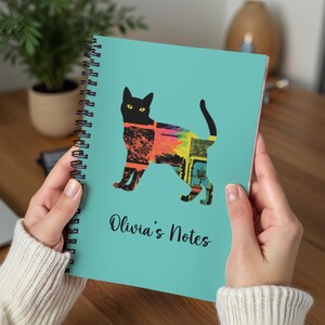 Diario colorido para amantes de los gatos con nombre / Regalo para mamás de gatos / Cuaderno brillante para amantes de los gatos / Regalo personalizado y colorido para amantes de los gatos