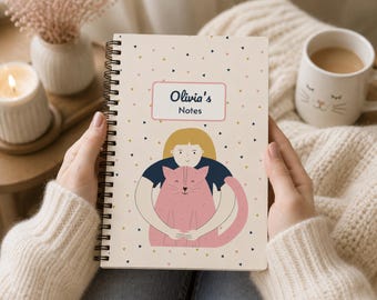 Personalized Cat Lover Journal | Custom Name Cat Notebook | Cat Mom Sister Gift | Cat Friend Birthday Gift