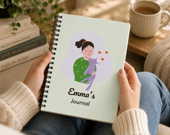 Cat Lady Love Personalized Journal | Cute Cat Notebook | Gift for Cat Lovers