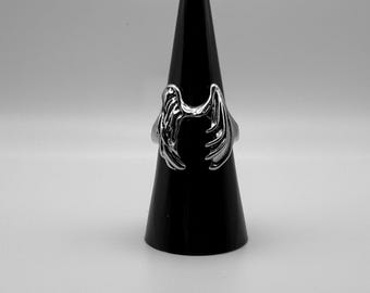 Angel wings silver ring