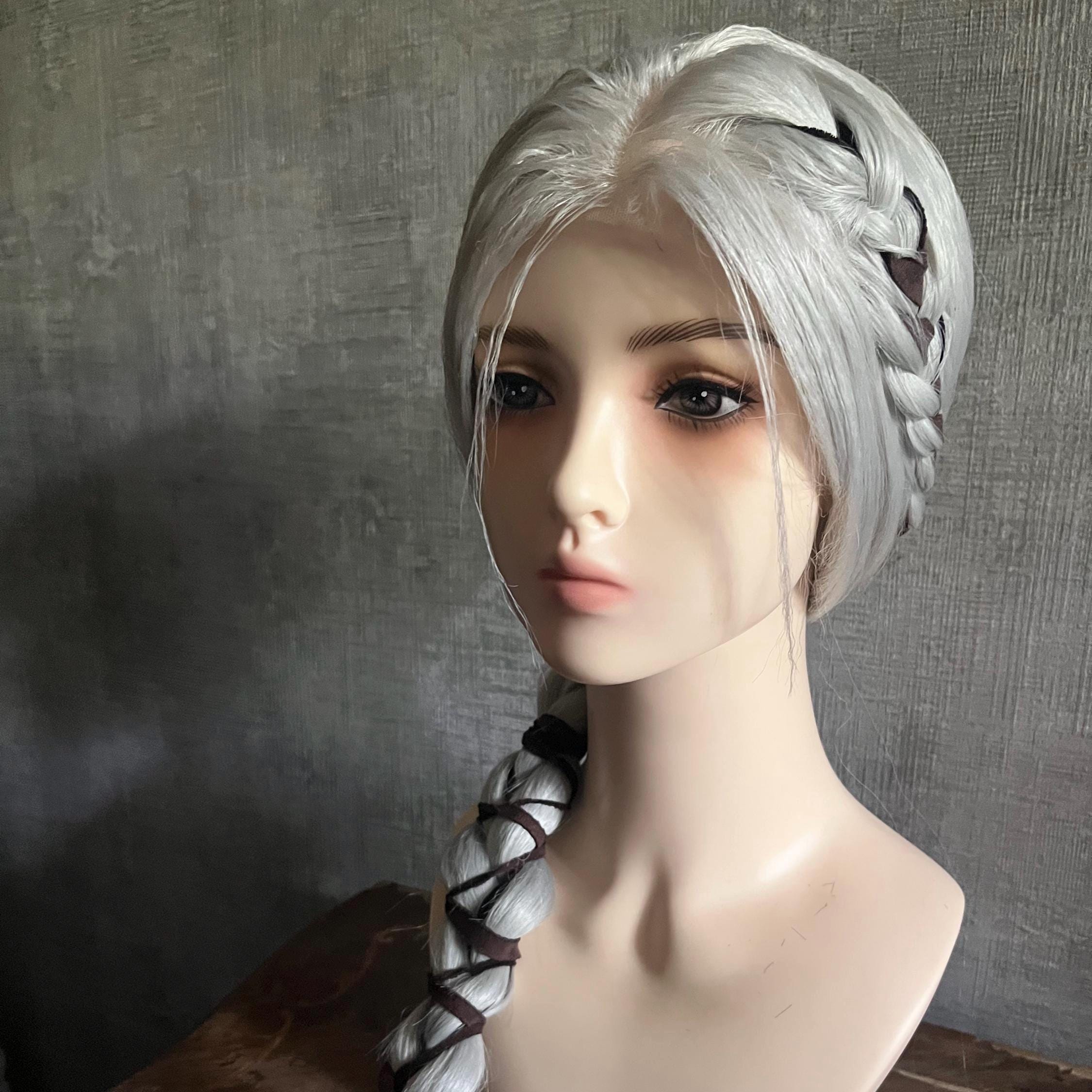 Ciri Cosplay Wig: Silver Blonde Synthetic Braid - Witcher 4