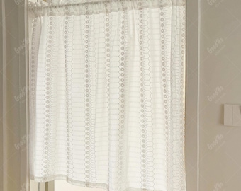White Embroidered Cotton Door Curtain | Split Style Door Drapes, Room Divider
