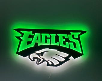 Philadelphia Eagles LED Metal Wall Art – Sports Man Cave Decor Sign
