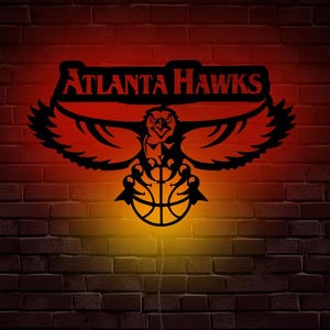 Atlanta Hawks LED Metal Wall Art, Atlanta Hawks, Atlanta Basketball, Hawks fan gift, Custom Sports Decor, Unique Gift for Hawks Fans