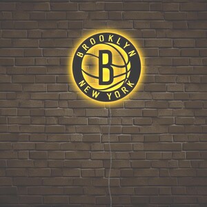 For All;Brooklyn Nets LED Metal Wall Art, Unique Basketball Decor, Custom Lighted Wall Sign,Gift for Brooklyn Nets Fans, Brooklyn Nets,