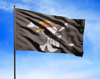 Handdrawn Luffy's Jolly Roger Flag