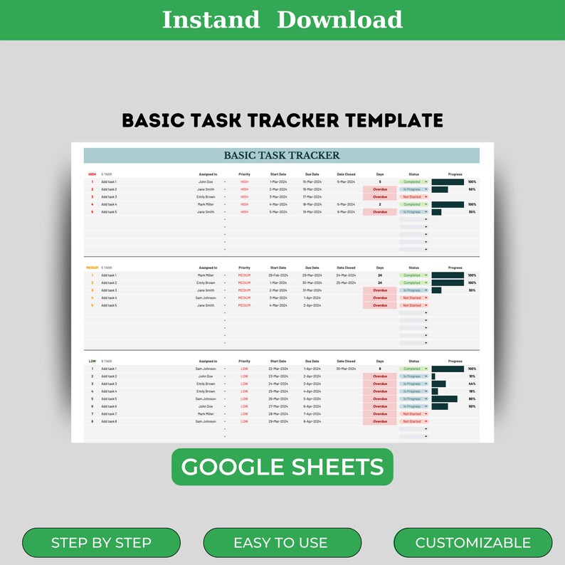 Task Track Basic Task Tracker Template, To-do List Planner, Daily Task Log ...