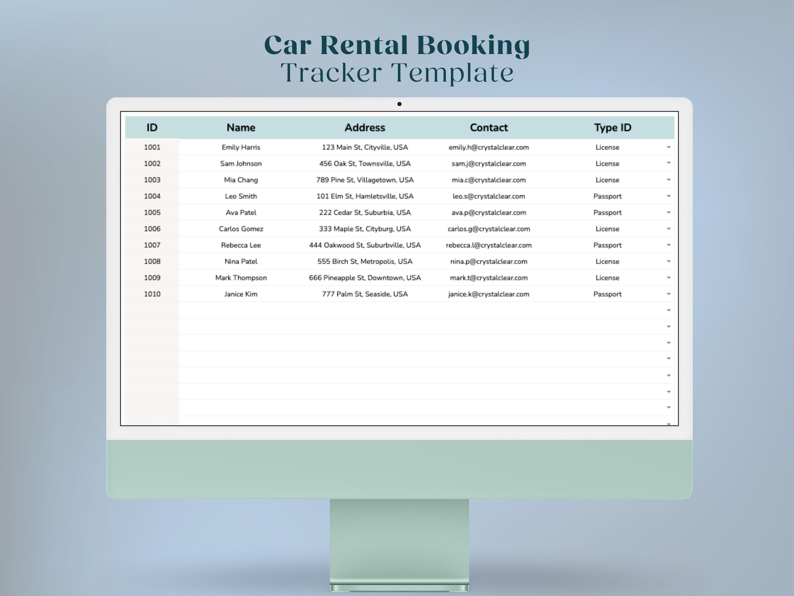 Car Rental Booking Tracker Template, Editable Google Sheets for ...