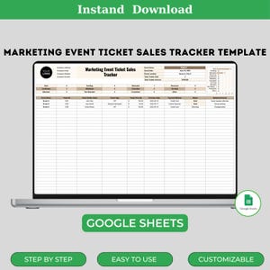 Sjabloon kaartverkoop marketingevenement, digitale download, bewerkbare Google-spreadsheets, gebruiksvriendelijke evenementenplanner, verkooplogspreadsheet, digitale download