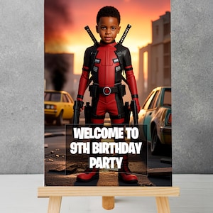 Custom Digital Birthday Poster with Personalized Character Design – Kids Party Welcome Sign with Your Child’s Photo