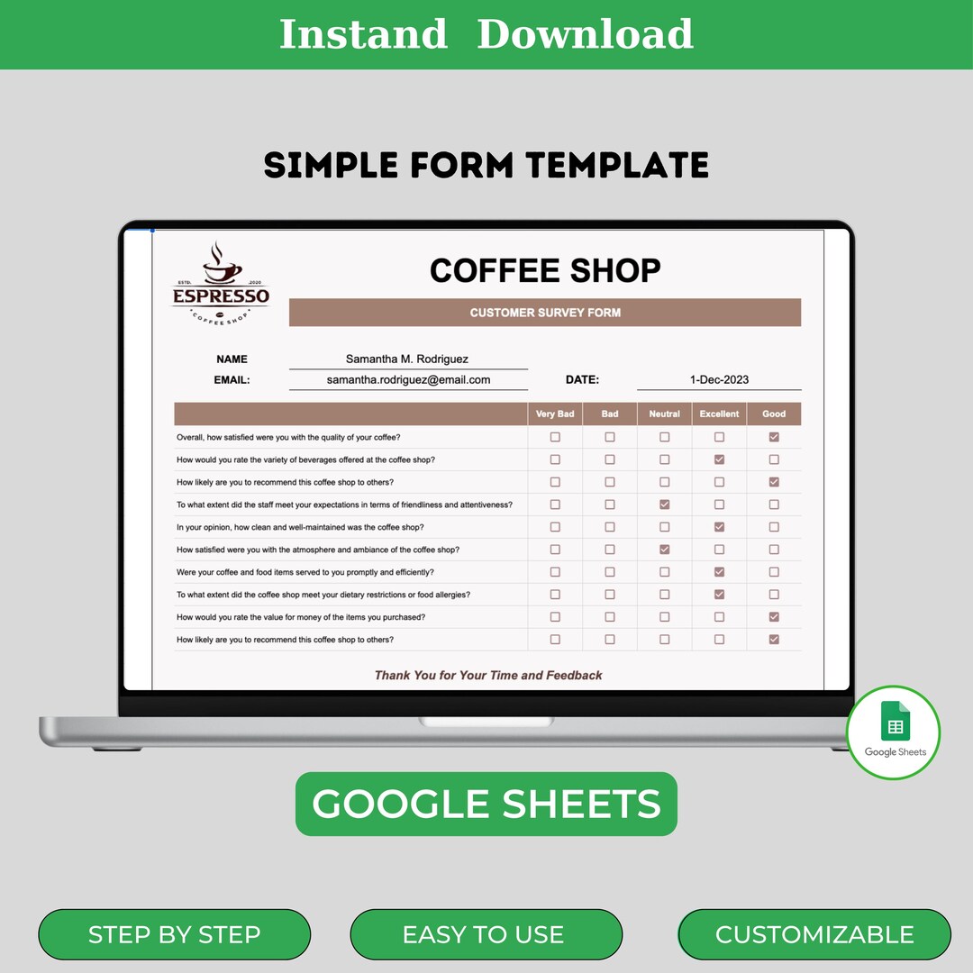 Simple Form Template, Digital Download, Editable Google Sheets, Easy-to ...