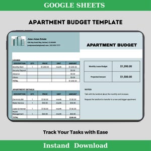 Picture of Apartment Budget Template, Monthly Expense Tracker, Rental Finance ...