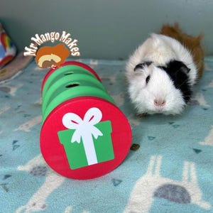 Christmas Rabbit and Guinea Pig Foraging Roller, Rabbit and Guinea Pig Enrichment Foraging Toy, Small Animal Enrichment Toy
