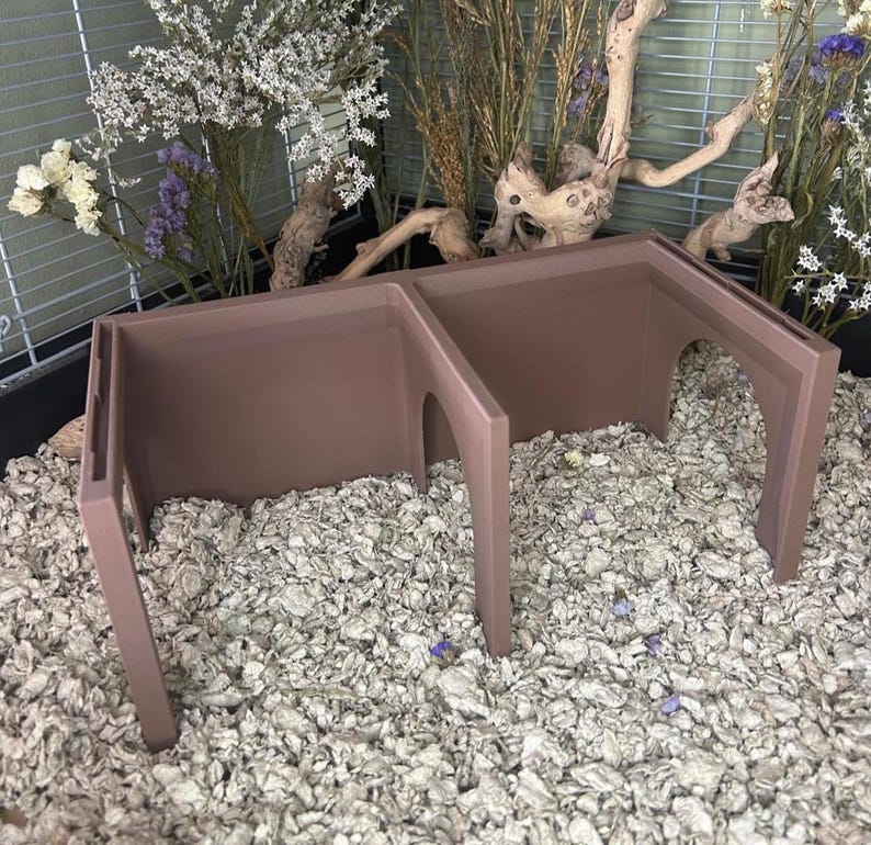 2 Open Chamber Hide With Removable Acylic Dig Box, Hamster Hide, Sand ...