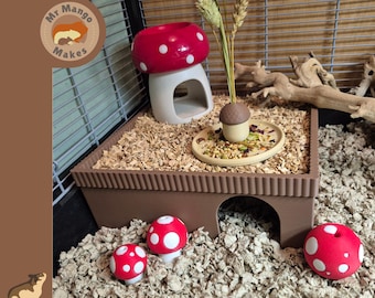4 Chamber Hamster Hide With Removable Lid, 4 Chamber Mouse Hide, Hamster Accessories, Small Animal Accessories