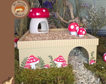 Mushroom 3 Chamber Hamster Hide With Removable Lid, 3 Chamber Hide, Mouse Hide, Hamster Accessories, Small Animal Accessories