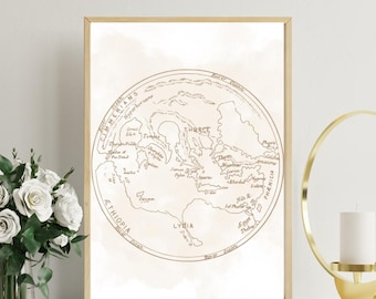 Wall Art Ancient Greece Map Art: Beige Greek Home Decor Wall Print (Digital Download)