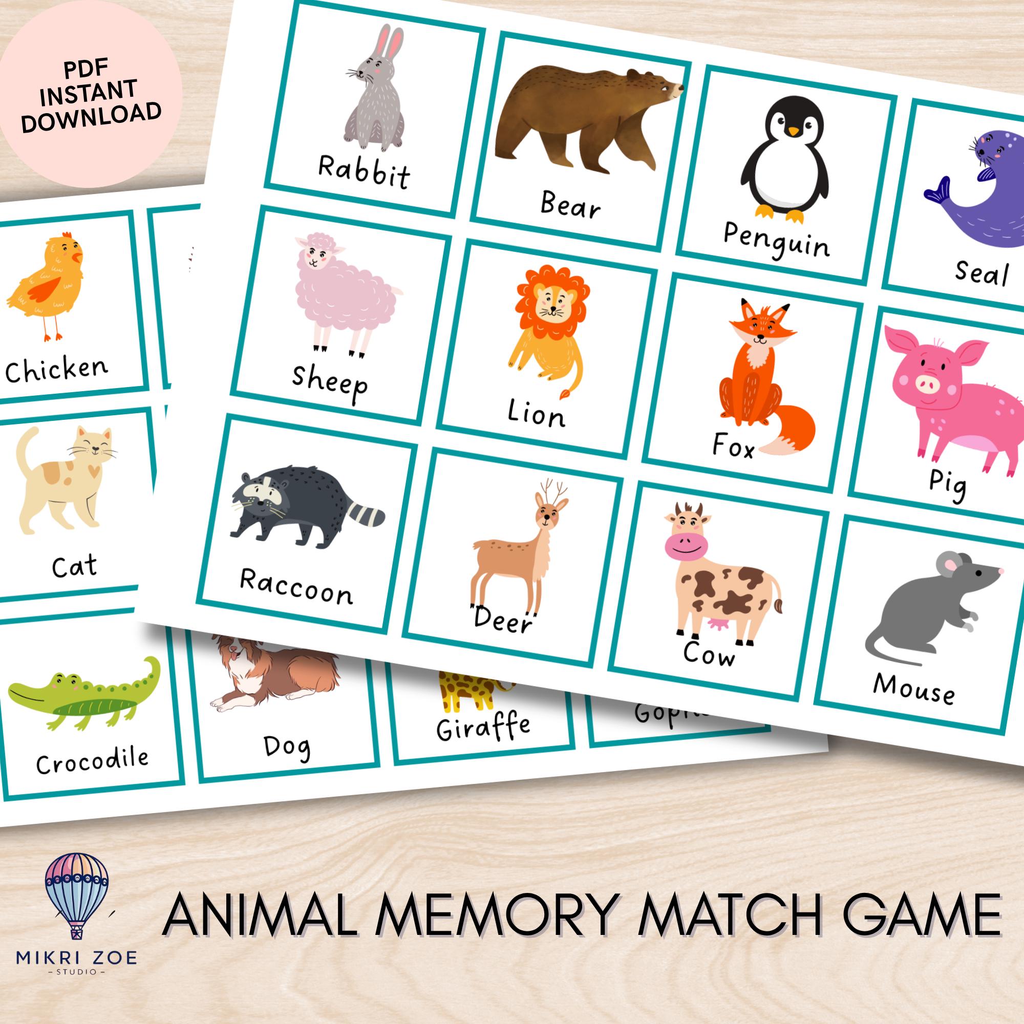 Dog Matching & Memory Game. Great Game For Toddlers And Preschoolers. Instant Digital Download