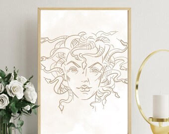 Wall Art: Ancient Greece Medussa Beige Print (Digital Download)