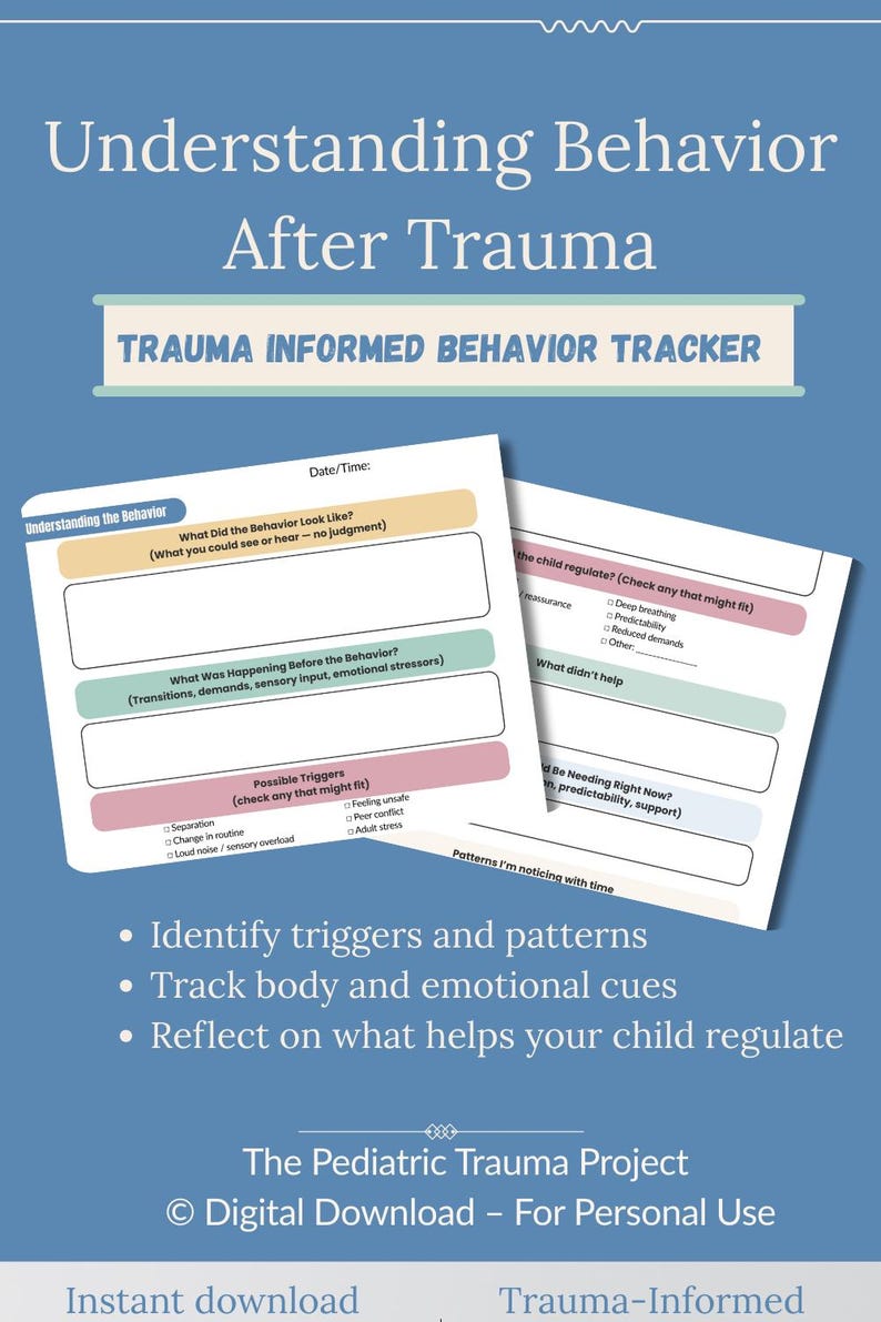 Trauma-informed Behavior Tracker for Parents ~ Understanding Kids After ...