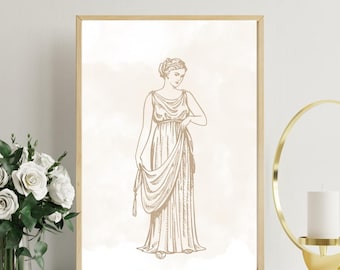 Wall Art Ancient Greece Lady Art Print: Beige Woman Portrait Wall Print (Digital Download)
