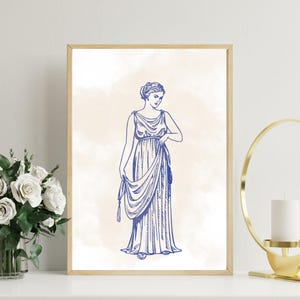 Ancient Greece Wall Art Greek Lady inspired Ancient Greece Digital Wall art Greek lady printable wall art Blue Greek woman digital print