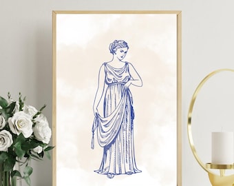 Wall Art Ancient Greece Lady Art Print: Blue Woman Portrait Wall Print (Digital Download)