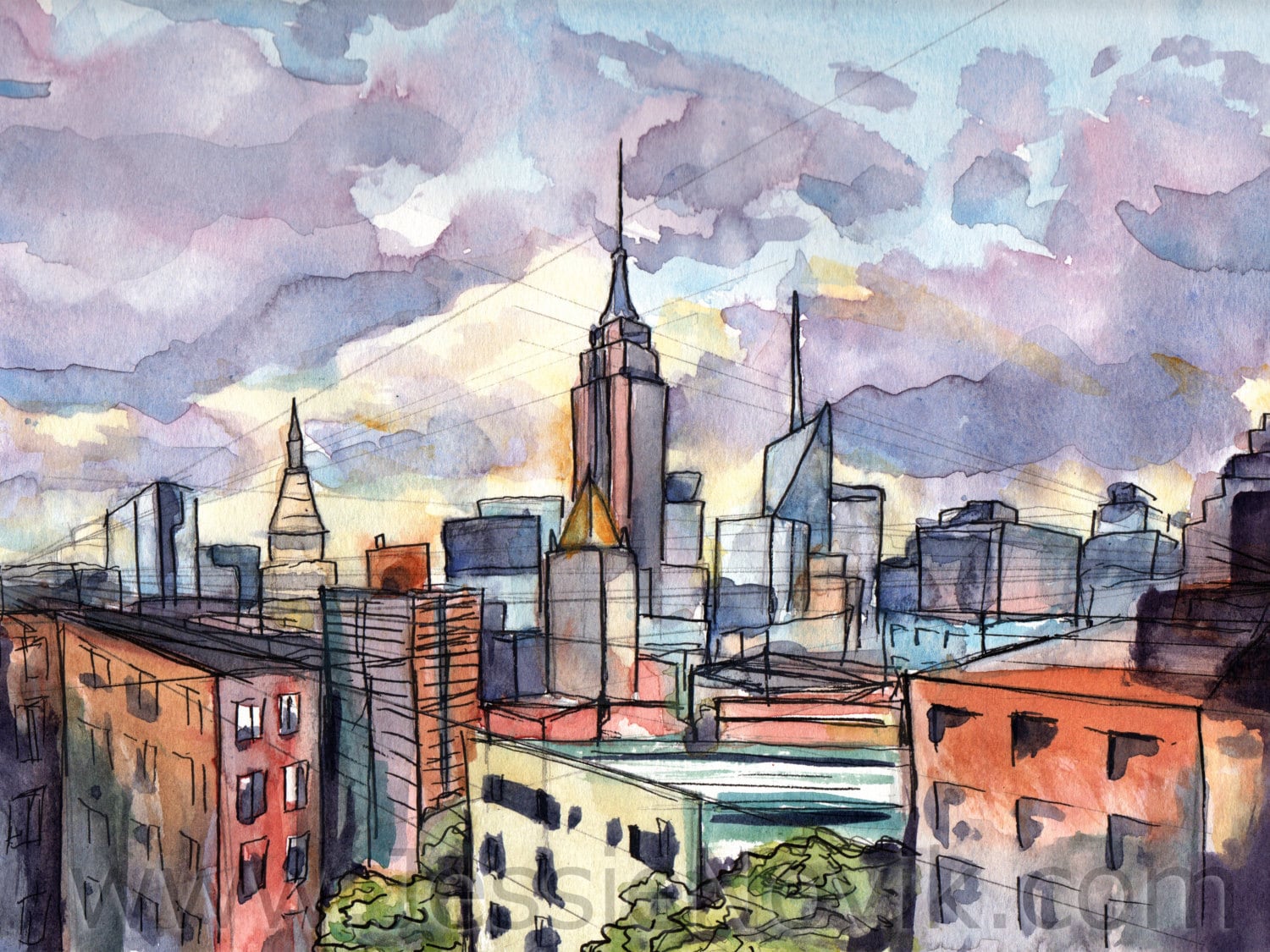 New York Watercolor Painting New York City Watercolor Print Etsy UK