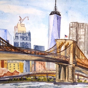 Brooklyn Bridge Art, New York Art Print,  ny watercolor, Brooklyn Bridge Park, Dumbo art, Brooklyn Bridge painting,  watercolor NY