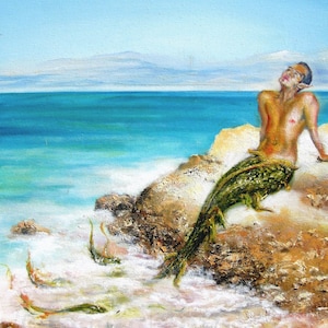 Merman painting, fantasy painting,  Mermaid art print, merman wall art, Mermaid art, mermaid painting, fantasy art print, fantasy wall art