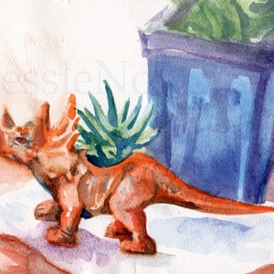 The Triceratops, fine art print of original watercolor painting, dinosaur watercolor, archival print, watercolor print of original