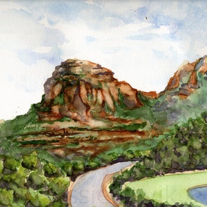 Sedona watercolor landscape, Sedona painting, Sedona print, American Southwest watercolor, Sedona Aquarelle,  Sedona print of watercolor