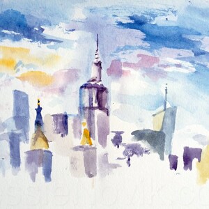 New York City painting, New York skyline, NYC print of original watercolor painting, New York Art, urban sketch, wall art for home or office