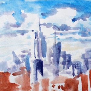 New York Art Print, nyc wall art, new york watercolor, Brooklyn Artist, new york skyline art print, new york art, manhattan skyline, nyc art