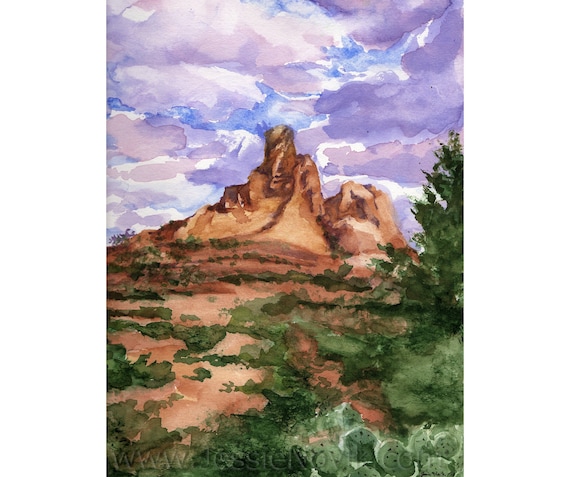 Sedona Watercolor Landscape Painting Arizona Original Print Etsy Sedona Watercolor Landscape Painting Arizona Original Print Etsy