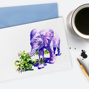 Big Boy Elephant biglietto di auguri vacanza, stampa della pittura ad acquerello originale, manofissa dimensione fissa A2, n.2