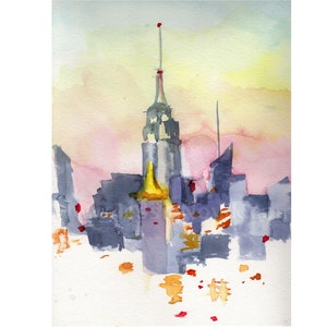 New York City Skyline, NY art print, watercolor NYC skyline, NYC skyline art print, New York painting, nyc art, new york watercolor art