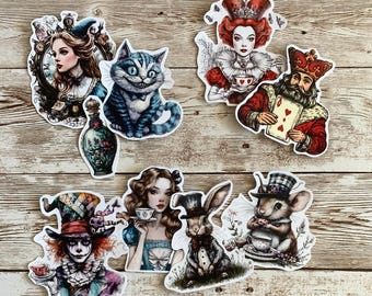 Alice in Wonderland inspired character stickers, set of 13 - " Tales from Wonderland"