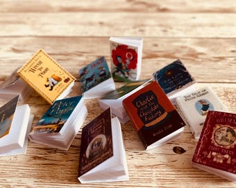 Childhood Classics inspired handmade miniature books, set of 12 – “Nostalgic Cuteness”