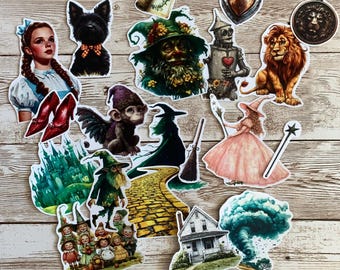 Wizard of Oz inspired character stickers, set of 20 - "Not in Kansas anymore"