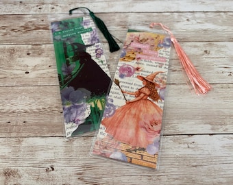 Wicked / Wizard of Oz inspired handmade bookmarks, set of 2 – “In the Emerald City”